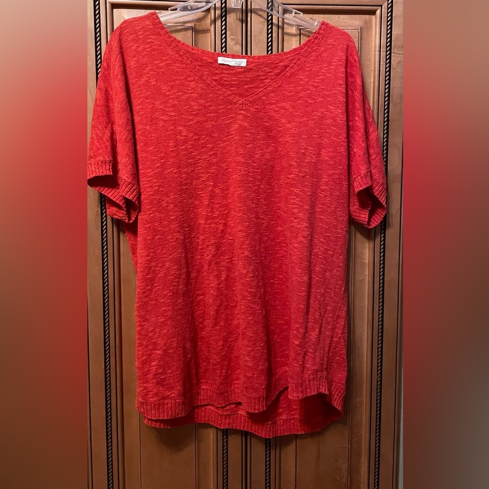 Coral Eileen Fisher linen blend lightweight sweater. XL/1X